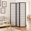 Room Divider | 4 Panel Foldable | Wood Frame | Grid Design | Black