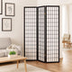 Room Divider | 4 Panel Foldable | Wood Frame | Grid Design | Black