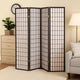 Room Divider | 4 Panel Foldable | Wood Frame | Grid Design | Black