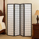 Room Divider | 4 Panel Foldable | Wood Frame | Grid Design | Black