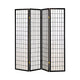 Room Divider | 4 Panel Foldable | Wood Frame | Grid Design | Black