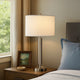 Table Lamp | Metal | Fabric Drum Shade | White & Silver