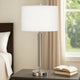 Table Lamp | Metal | Fabric Drum Shade | White & Silver