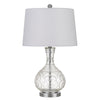 Table Lamp | Textured Glass Base | 150 Watt | White & Clear