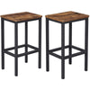 25.6 Inches Bar Stool with Wooden Seat Set of 2 Brown and Black By Casagear Home BM233377