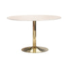 30 Inch Round Marble Top Modern Dining Table, White and Gold