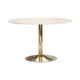 30 Inch Round Marble Top Modern Dining Table, White and Gold