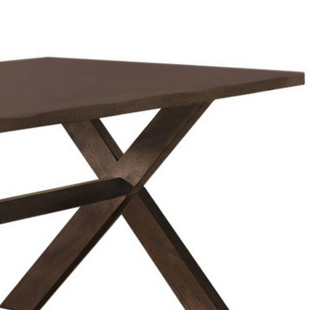 30 Inch X Base Wooden Dining Table, Brown