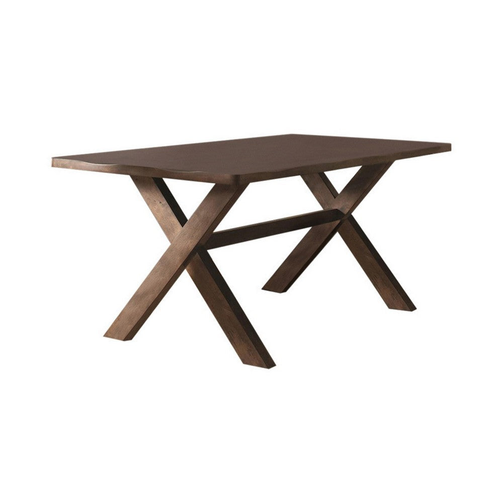 30 Inch X Base Wooden Dining Table, Brown