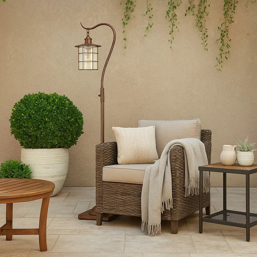 Floor Lamp | Metal Downbridge Design | Caged Shade | 60" | Rustic Bronze