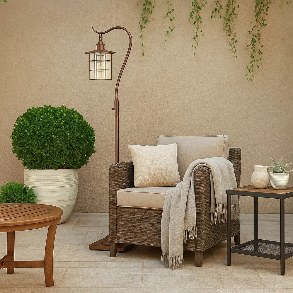 Floor Lamp | Metal Downbridge Design | Caged Shade | 60" | Rustic Bronze