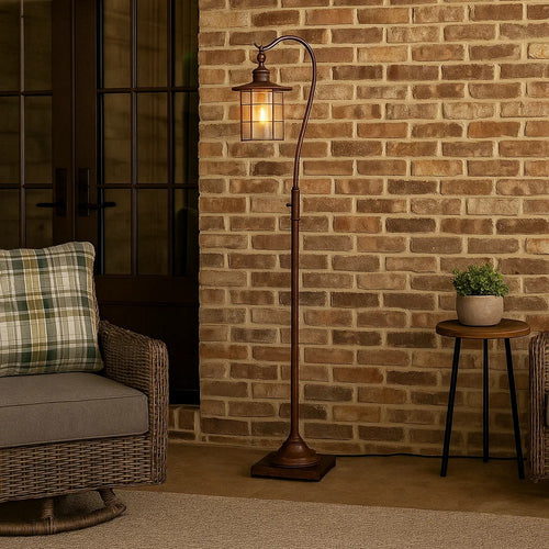 Floor Lamp | Metal Downbridge Design | Caged Shade | 60" | Rustic Bronze