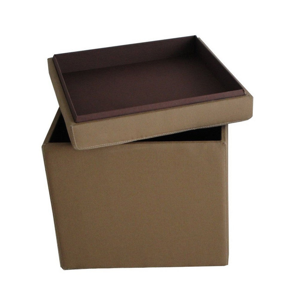 Fabric Covered Storage Ottoman with Button Tufted Lift Top Set of 2 Brown BM233458