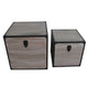 Distressed Wood Square Trunk with Metal Frame Support, Set of 2, Gray