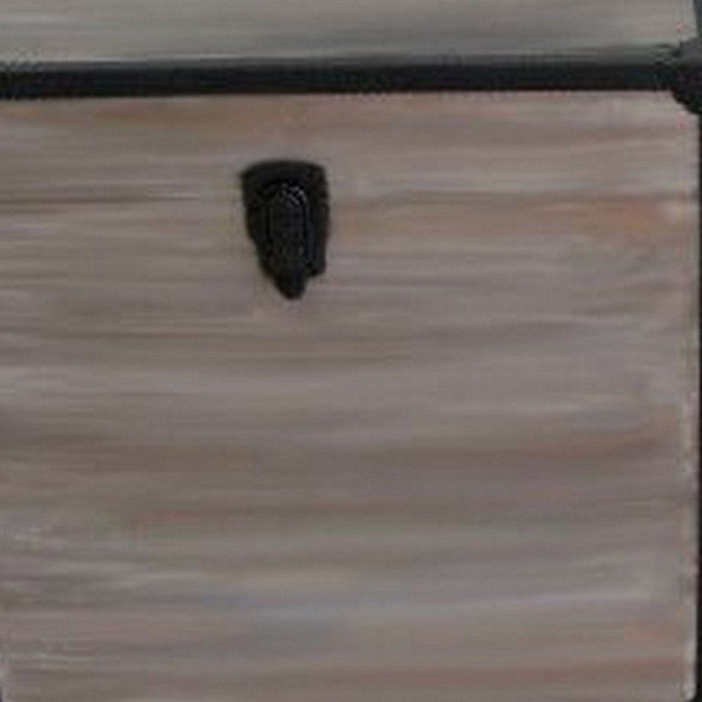 Distressed Wood Square Trunk with Metal Frame Support Set of 2 Gray BM233460