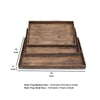 Rough Sawn Textured Rectangular Wooden Ruler Tray Set of 3 Brown BM233465