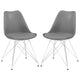 Fabric Dining Chair with Interconnected Metal Legs, Set of 2,Gray and Chrome