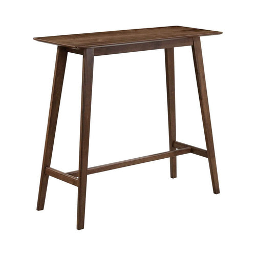 Bar Table | Rectangular Wood | Angled Tapered Legs | Walnut Brown