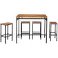 5 Piece Wooden Bar Table and Bar Stools with Metal Legs, Brown and Black By Casagear Home