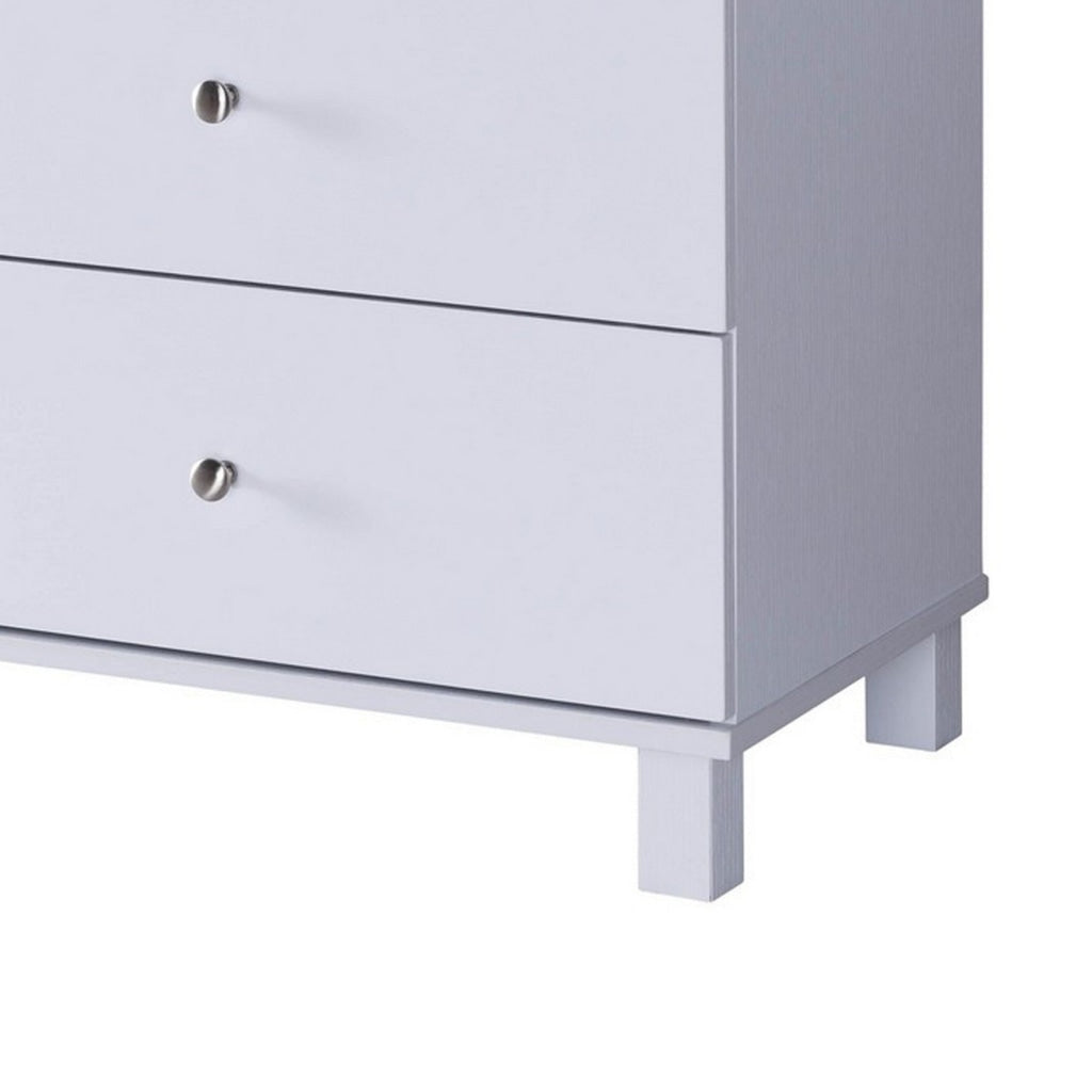 48 Inch 6 Drawer Dresser with Straight Legs White By Casagear Home BM233521