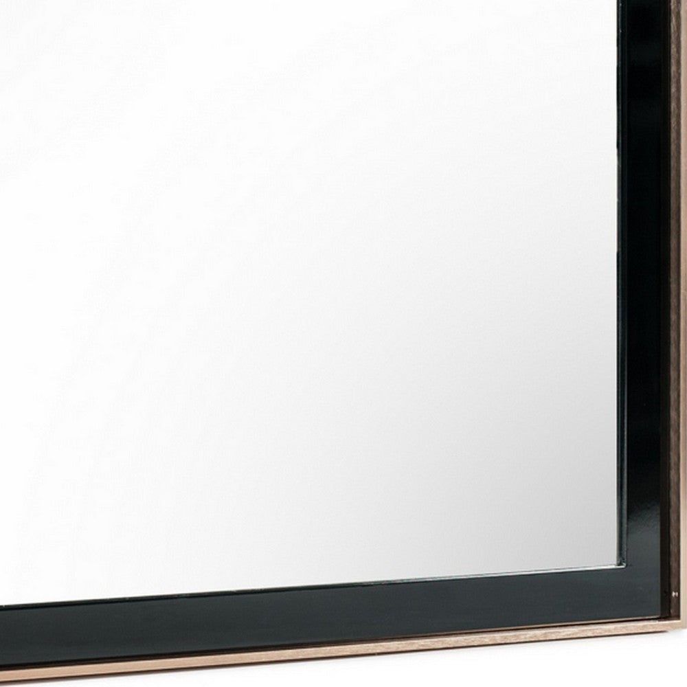 Dual Tone Stainless Steel Frame Wall Mirror, Black and Gold By Casagear Home