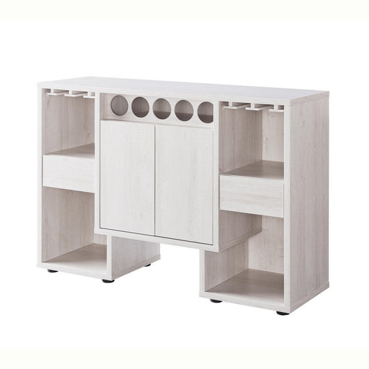 2 Door Wooden Buffet with 4 Open Compartments, White By Casagear Home