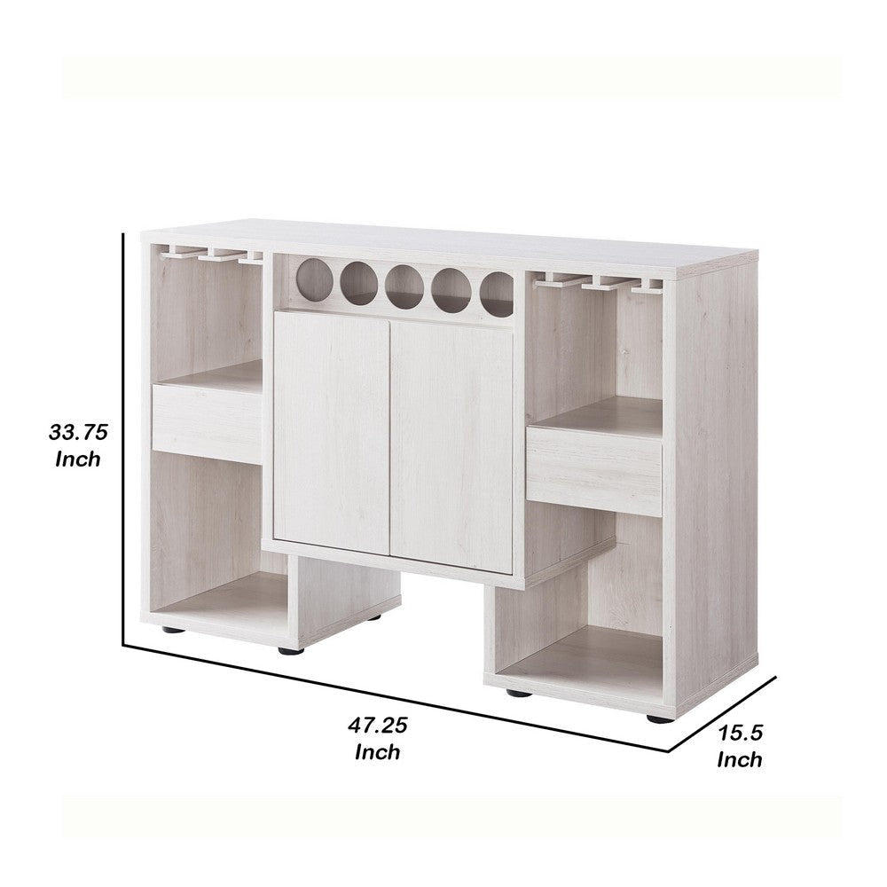 2 Door Wooden Buffet with 4 Open Compartments White By Casagear Home BM233616