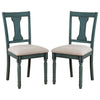Wooden Side Chair with Open Chiseled Design Back Set of 2 Blue By Casagear Home BM233693
