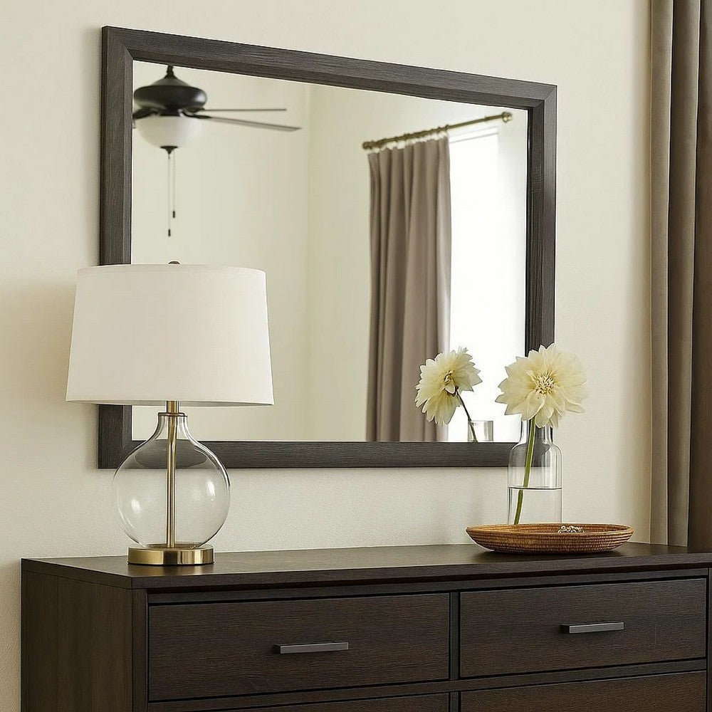 Contemporary Wood Frame Mirror | 39" | Gray