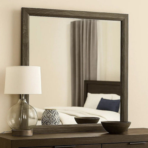 Transitional Wood Frame Mirror | 35" | Gray