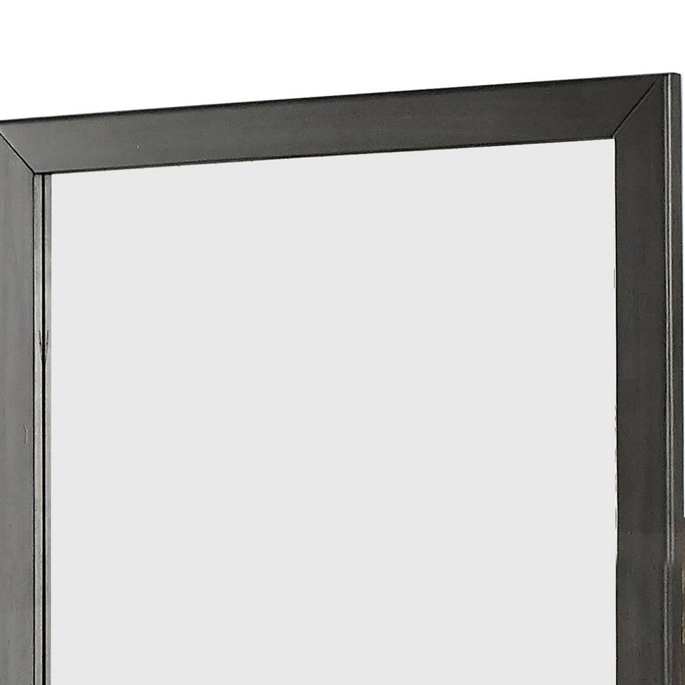 32 Inch Transitional Style Wooden Frame Mirror Gray BM233732