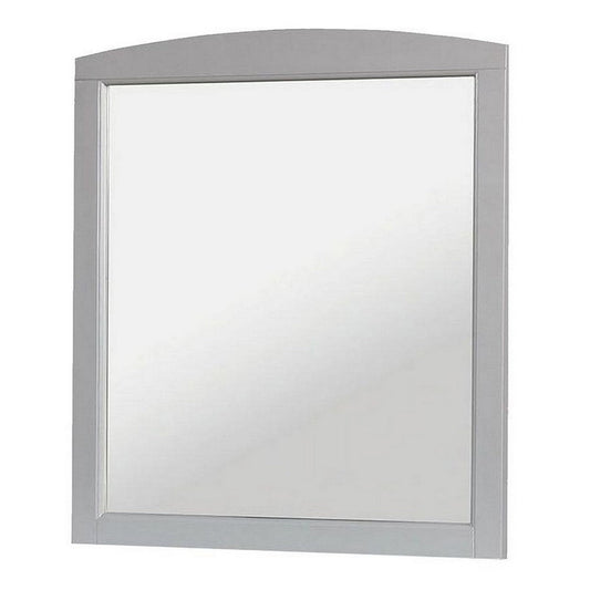 Transitional Wood Frame Mirror | Curved Top | 32" | Gray