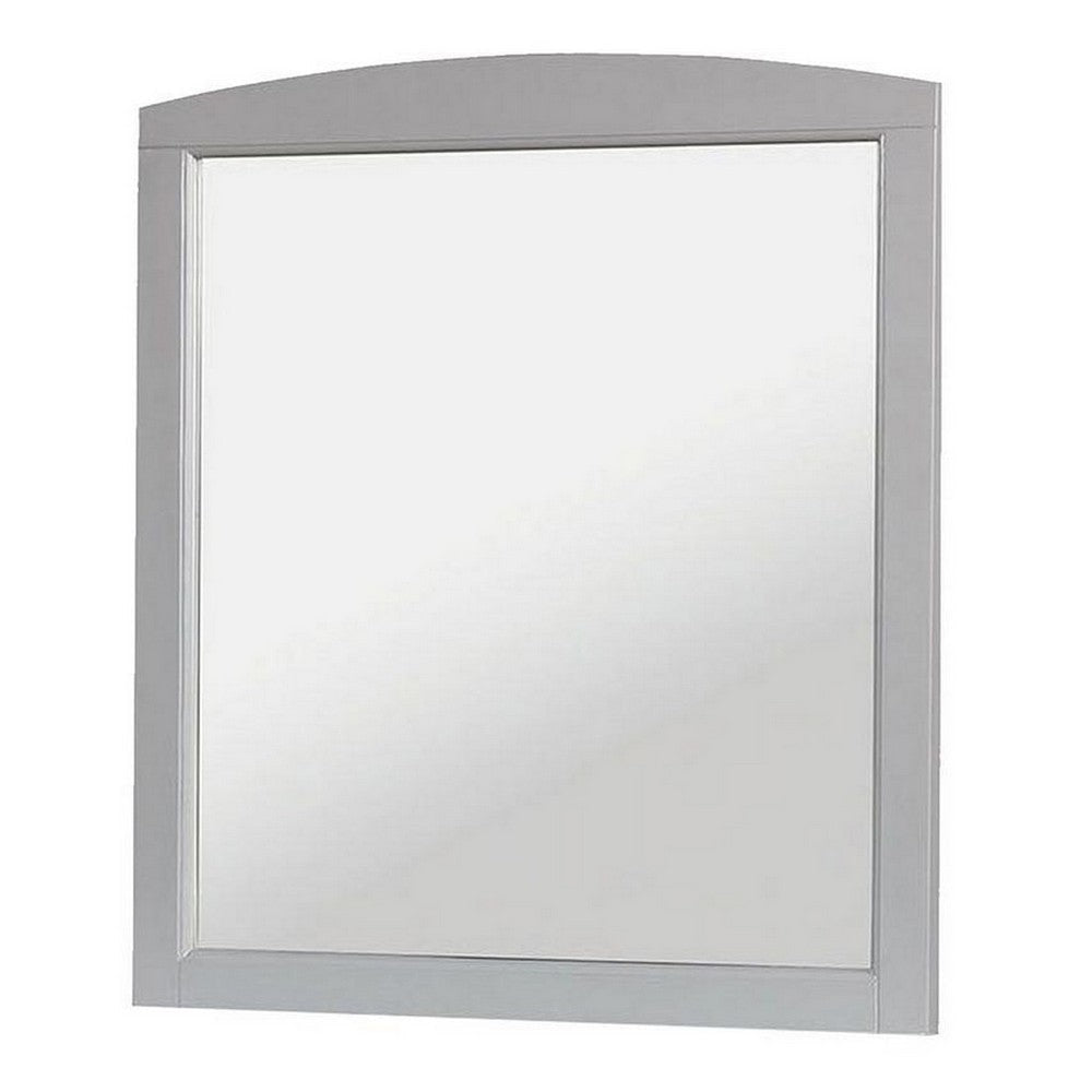 Transitional Wood Frame Mirror | Curved Top | 32" | Gray