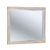 44 Inch Rectangular Rustic Wooden Frame Mirror, Brushed White