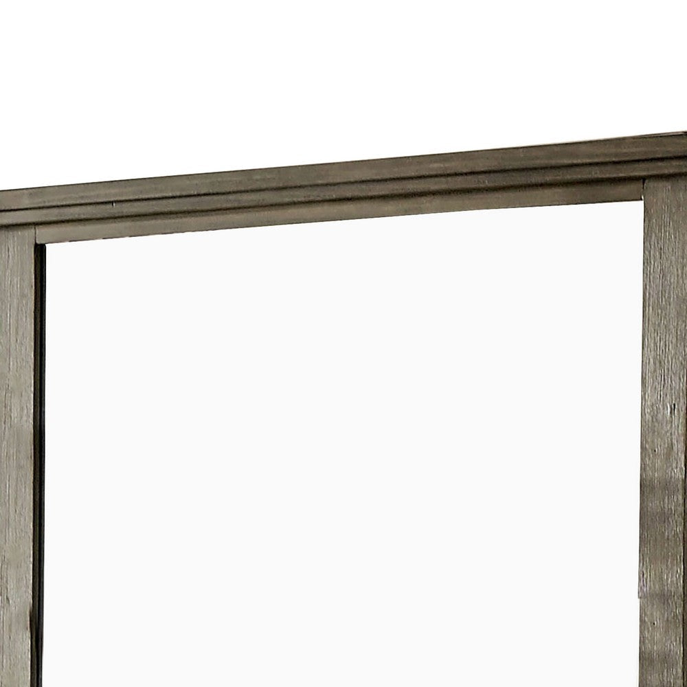 45 Inch Transitional Style Wooden Frame Mirror Gray BM233751