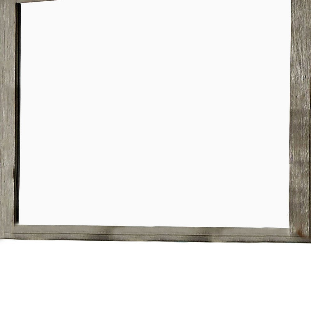 45 Inch Transitional Style Wooden Frame Mirror Gray BM233751