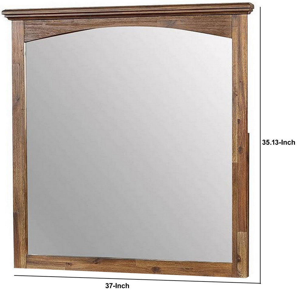 37 Inch Transitional Style Wooden Frame Mirror, Dark Oak By Casagear Home