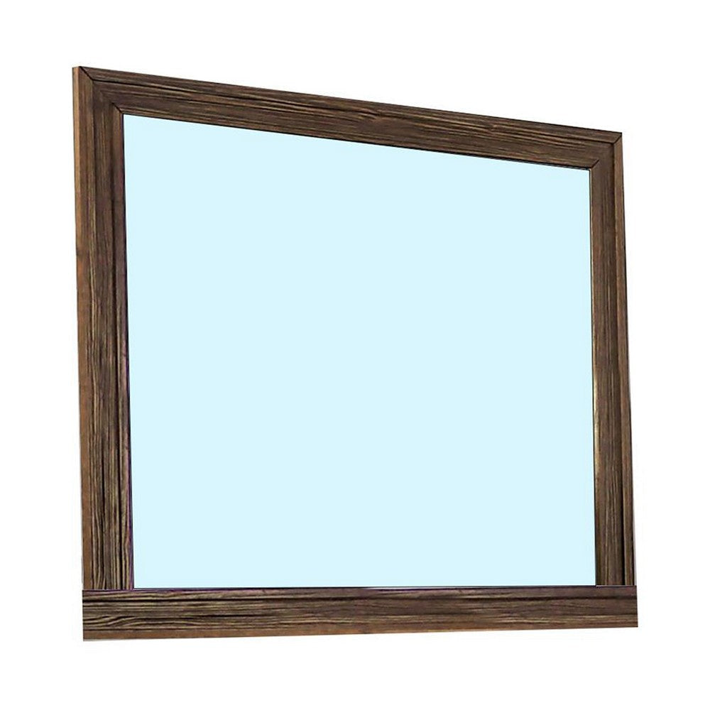 Mirror | Rectangular Wood Frame | 39" | Brown