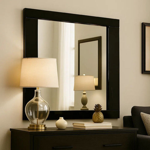 Mirror | Rectangular Wood Frame | 37" | Black