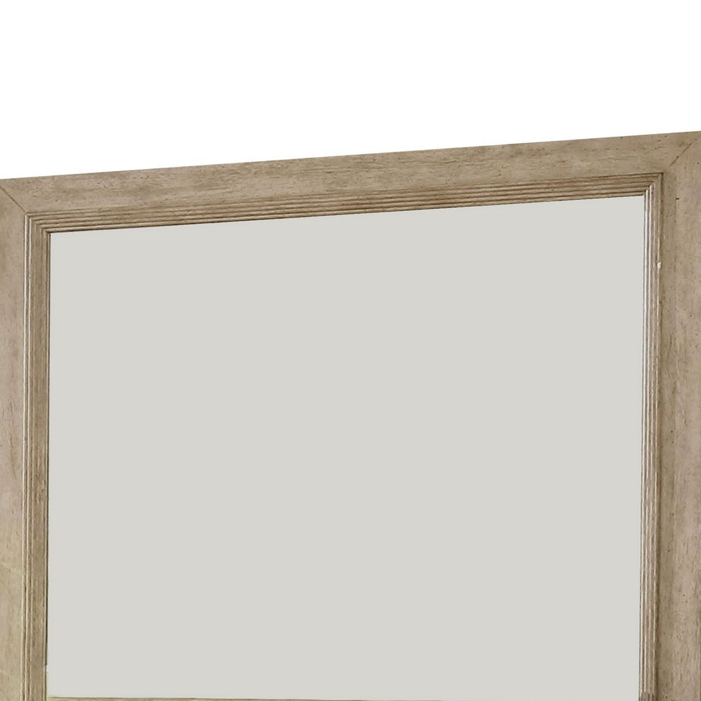 36 Inch Wooden Frame Mirror with Molded Details Brown BM233776