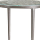 Round Glass Top Metal End Table with Sleek Tapered Legs Silver BM233781