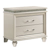 2 Drawer Nightstand with Acrylic Feet and Crystal Accents, Silver By Casagear Home
