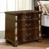 3 Drawer Wooden Nightstand with Decorative Accent and USB Plugin, Brown By Casagear Home