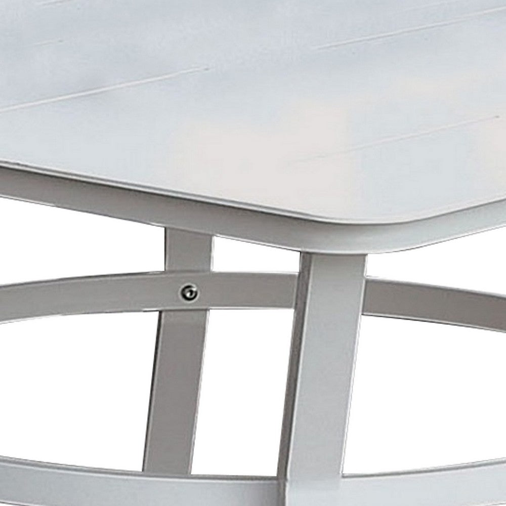 Patio Table | Plank Top Aluminum | Flared Legs | White