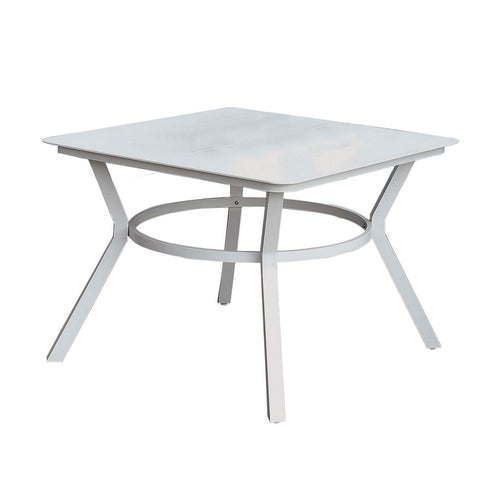 Patio Table | Plank Top Aluminum | Flared Legs | White