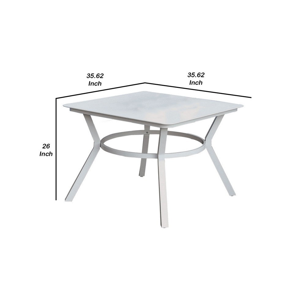 Patio Table | Plank Top Aluminum | Flared Legs | White