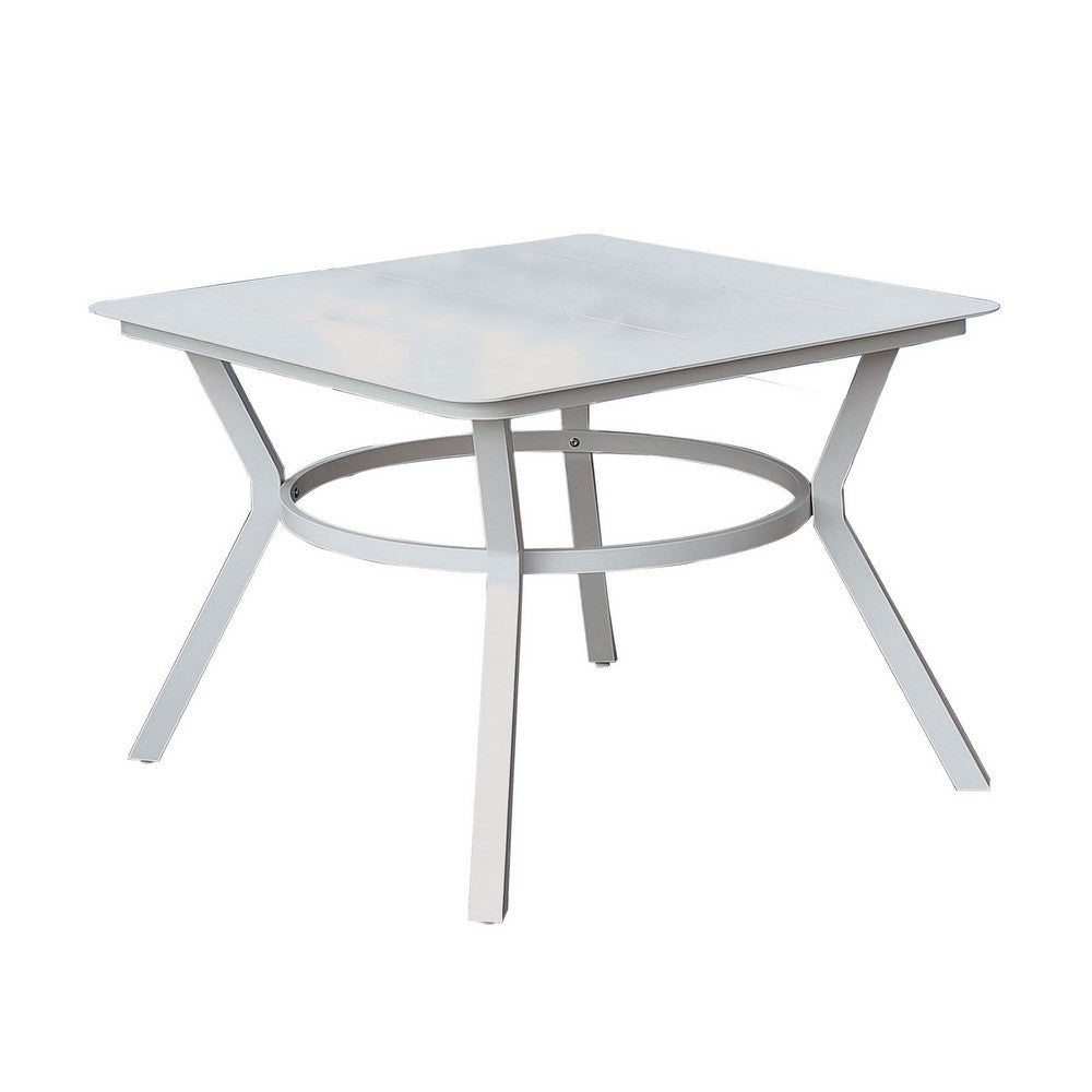 Patio Table | Plank Top Aluminum | Flared Legs | White