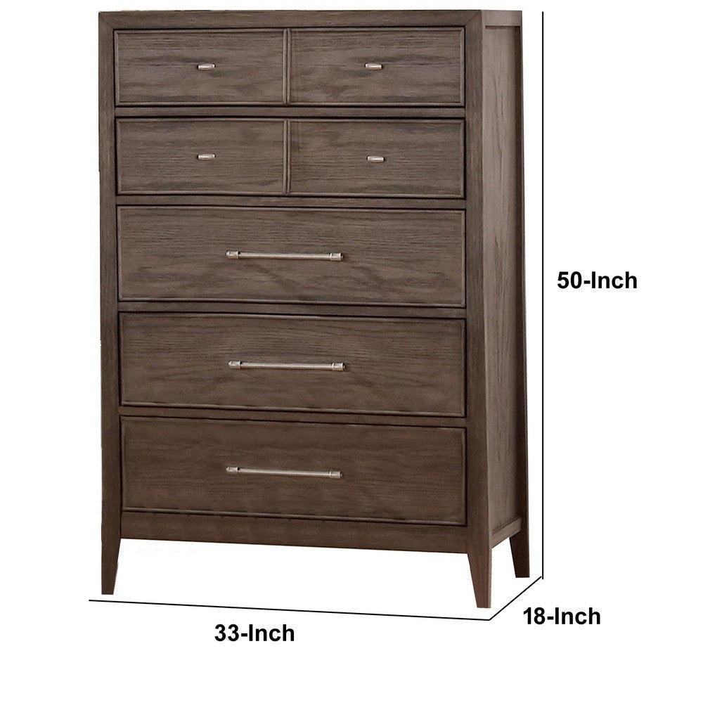 Wooden Chest with Multiple Drawers and Bar Handles Gray By Casagear Home BM233801