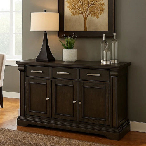 Wood Server | 60" | 3 Drawers | 3 Doors | Brown