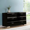 63 Inches 6 Drawer Dresser with Metal Legs Black and Chrome By Casagear Home BM233810